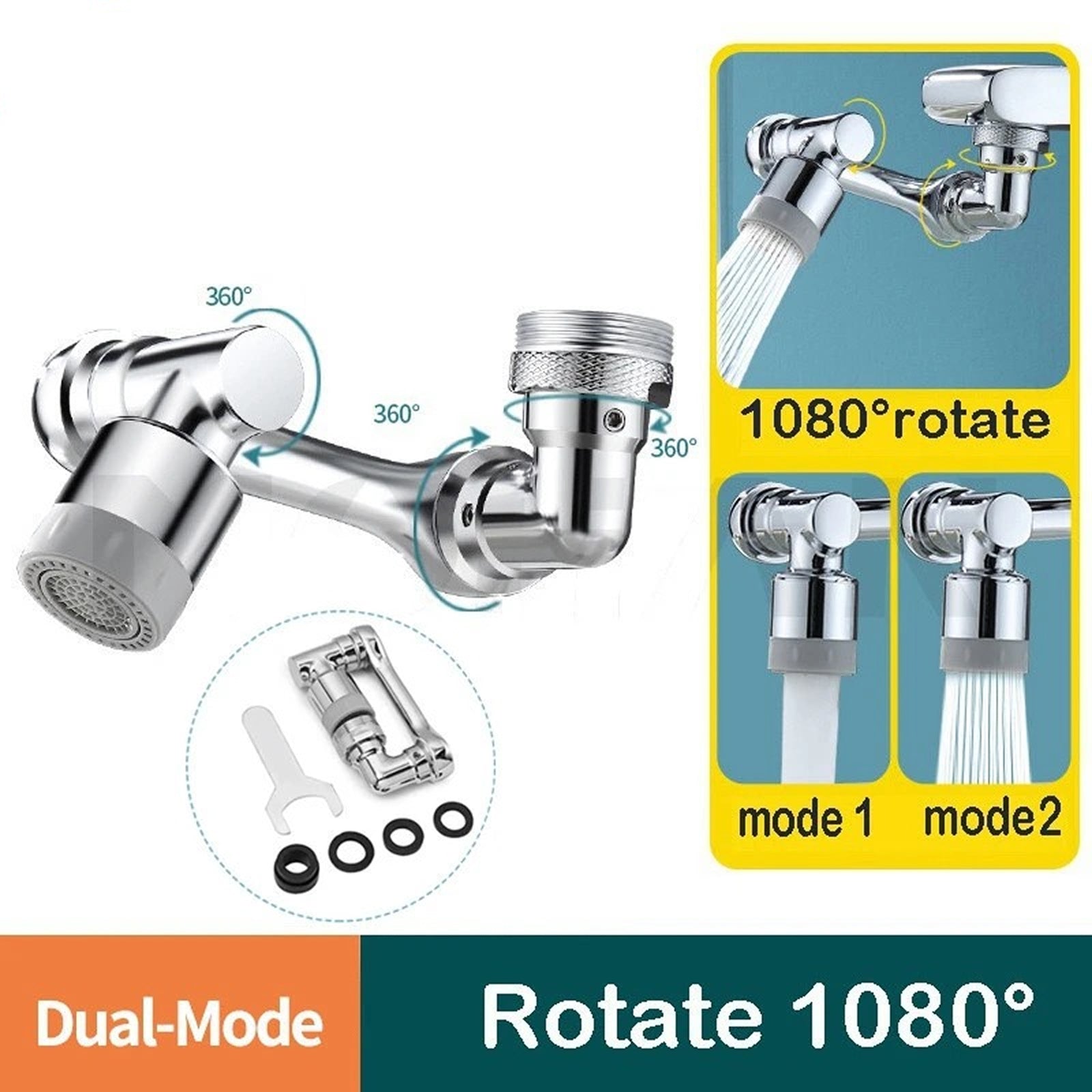 Universal 1080° Rotatable Faucet Extender – Kitchen & Bathroom Sink Solution