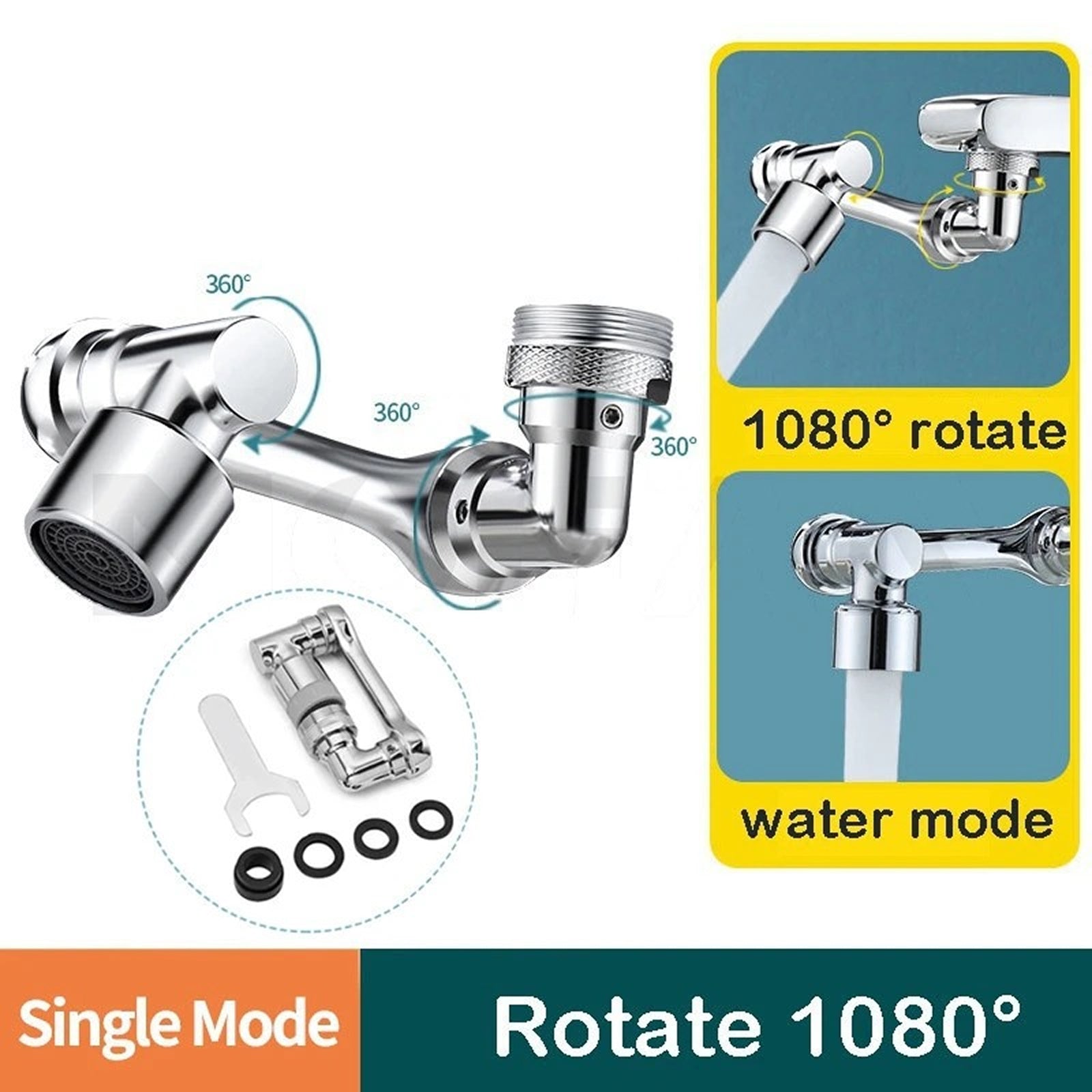 Universal 1080° Rotatable Faucet Extender – Kitchen & Bathroom Sink Solution